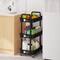 3-Tier Kitchen Storage Cart,Multifunction Utility Rolling Storage Organizer,Mobile Shelving Unit Cart with Lockable Wheels for Bathroom,Laundry,Living Room,With Classified Stickers,Black